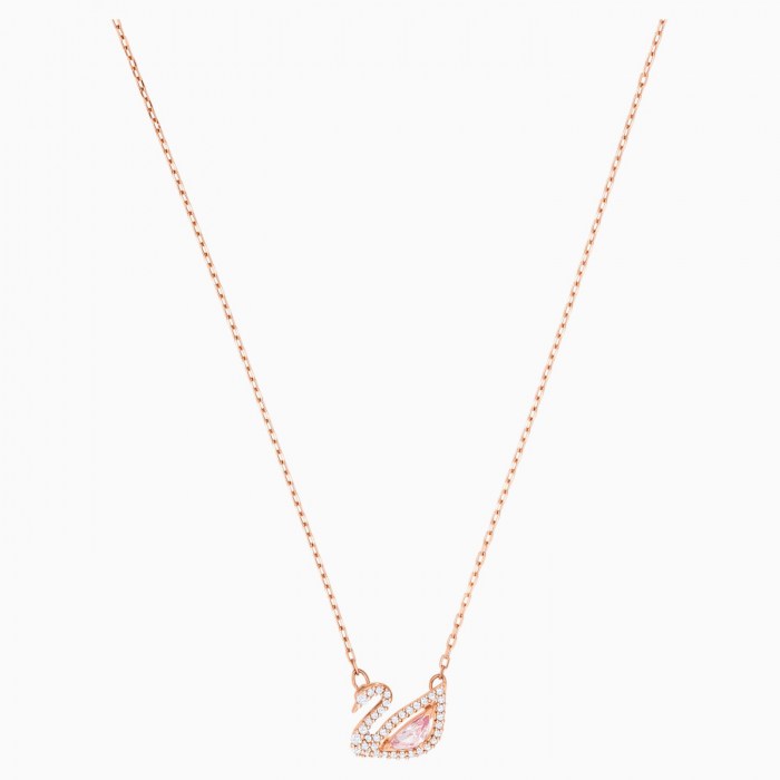 dazzling swan-necklace-multi-colored-rose-gold-tone plated-swarovski-eshop